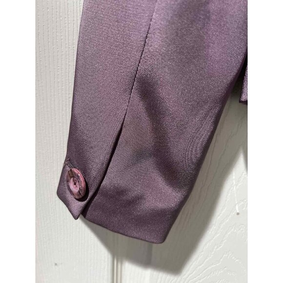 Tahari Womens Blazer Jacket Heart Buttons Silk Purple Size 4 - Picture 5 of 9